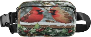 Birds Holly Berry White Fanny Packs for Women Crossbody Bags Everywhere Belt Bag with Adjustable Strap Fashion Waist Pack for Workout Running Travel
