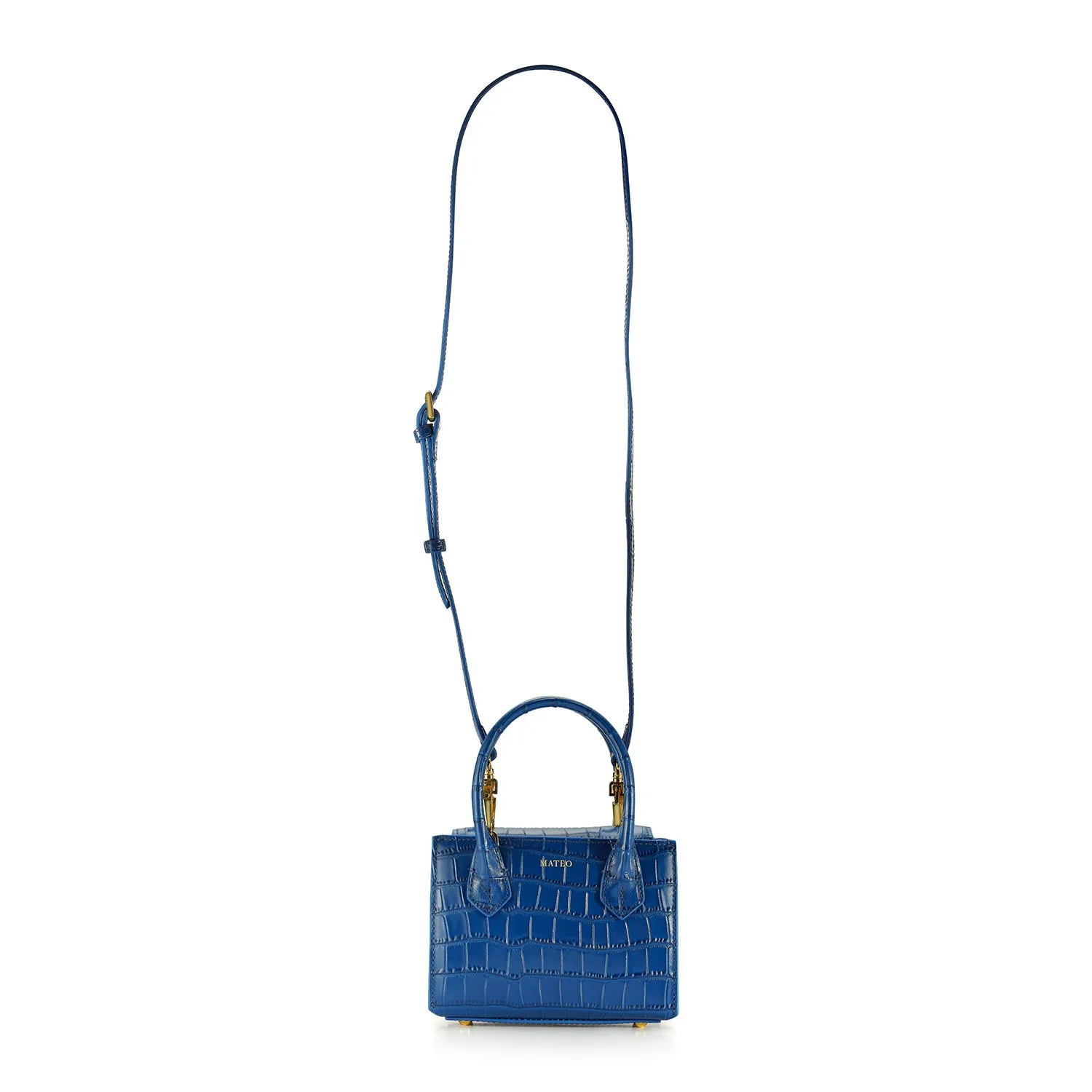 Blue Sapphire Croc Diana Bag