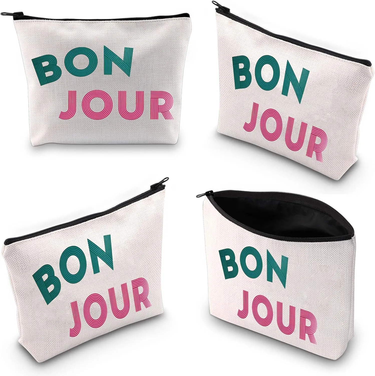 BLUPARK Bon Jour Cosmetic Bag French Gift Women Bonjour Bag Gift For Paris Lover Travel To France Zpieer Pouch France Souvenir Gift (CB, Bonjour)