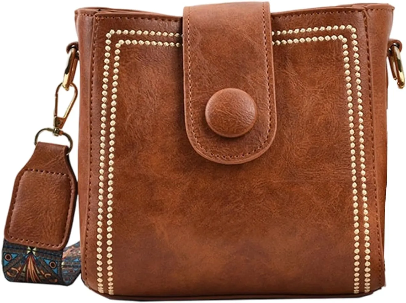 Bootara Bucket Bag, Women's Vintage Bunny Charm Bucket Bag, Crossbody with Adjustable Wider Shoulder Strap