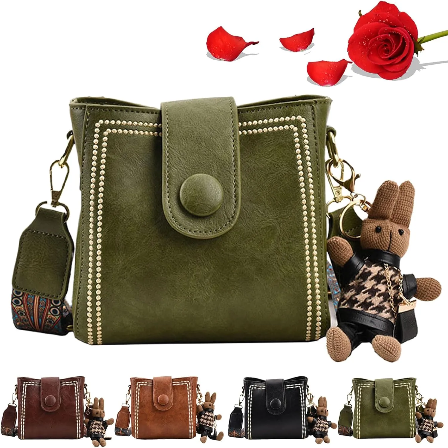 Bootara Bucket Bag, Women's Vintage Bunny Charm Bucket Bag, Retro Water Bucket Shoulder Crossbody Travel Tote Bag