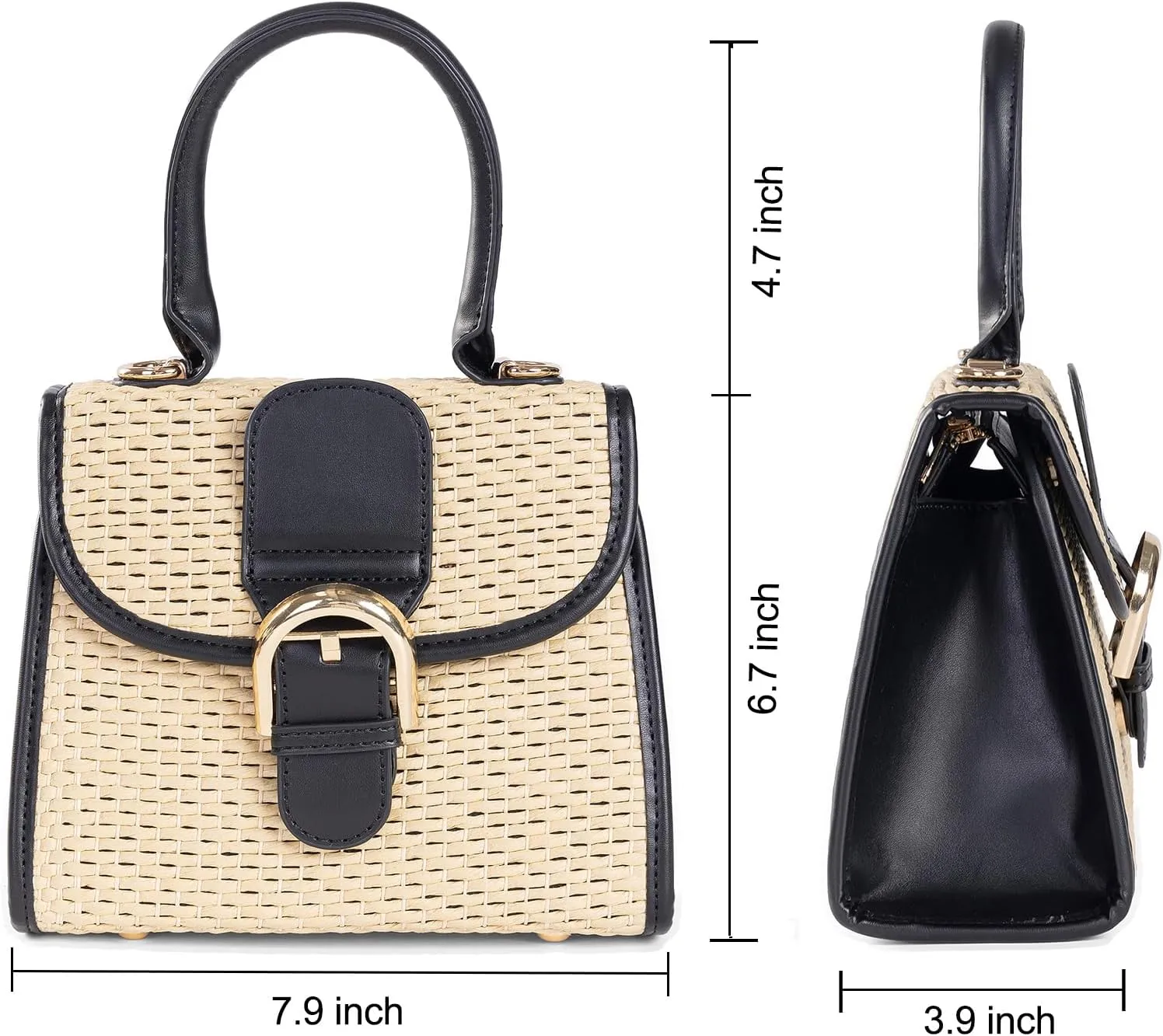 boshiho Retro Straw Woven Handbag Womens Small Cross Body Bag Shoulder Messenger Satchel