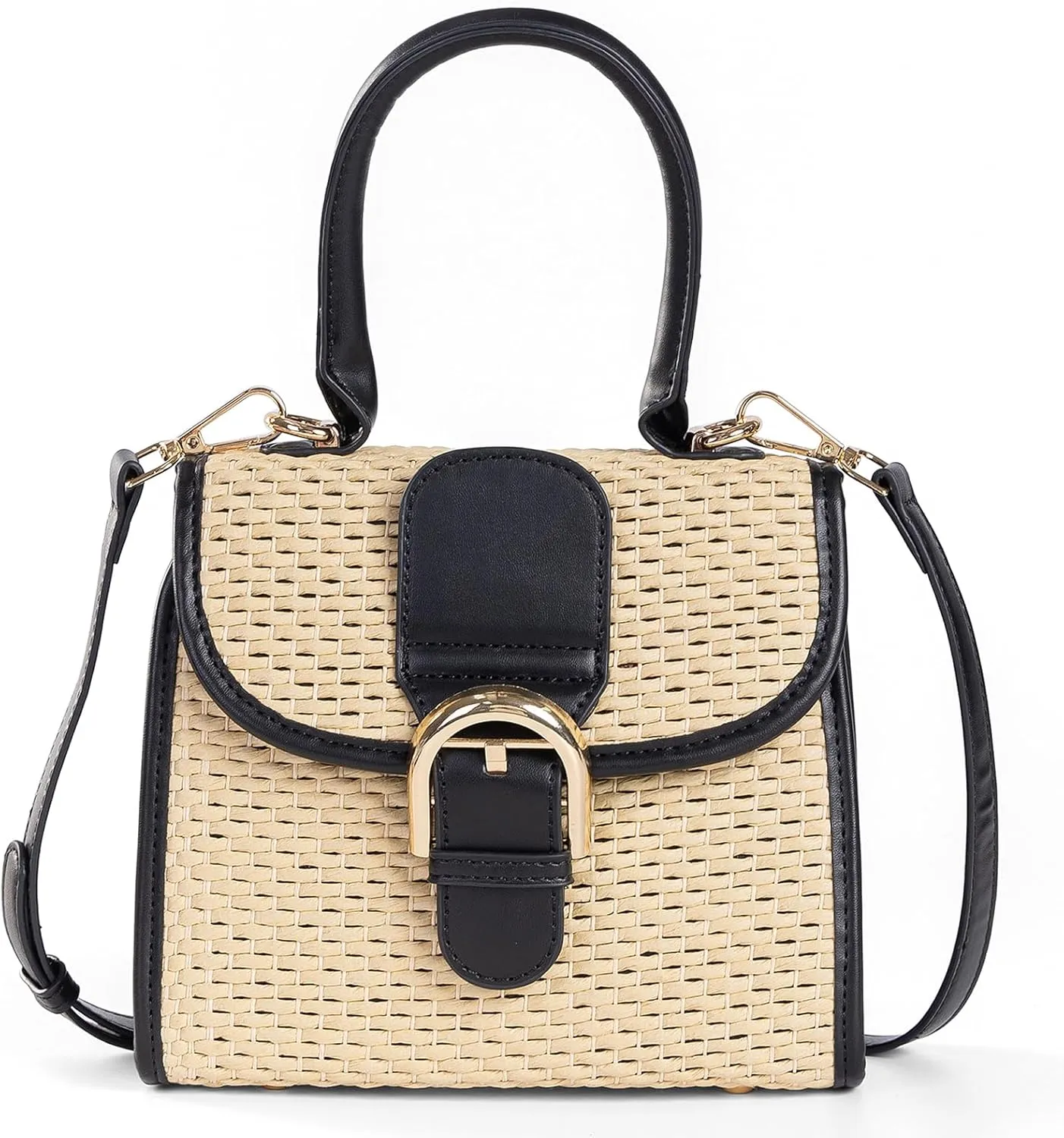 boshiho Retro Straw Woven Handbag Womens Small Cross Body Bag Shoulder Messenger Satchel