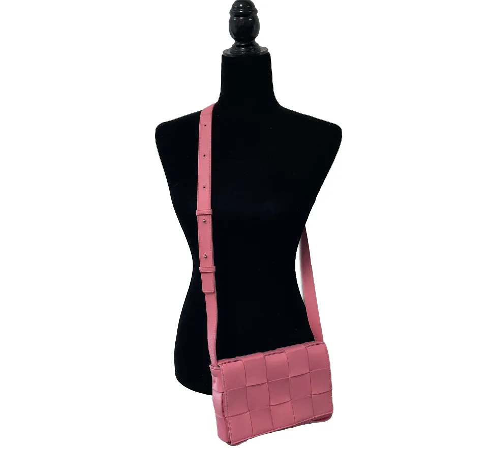 Bottega Veneta Cassette Intrecciato Leather Cranberry Pink Crossbody / Shoulder