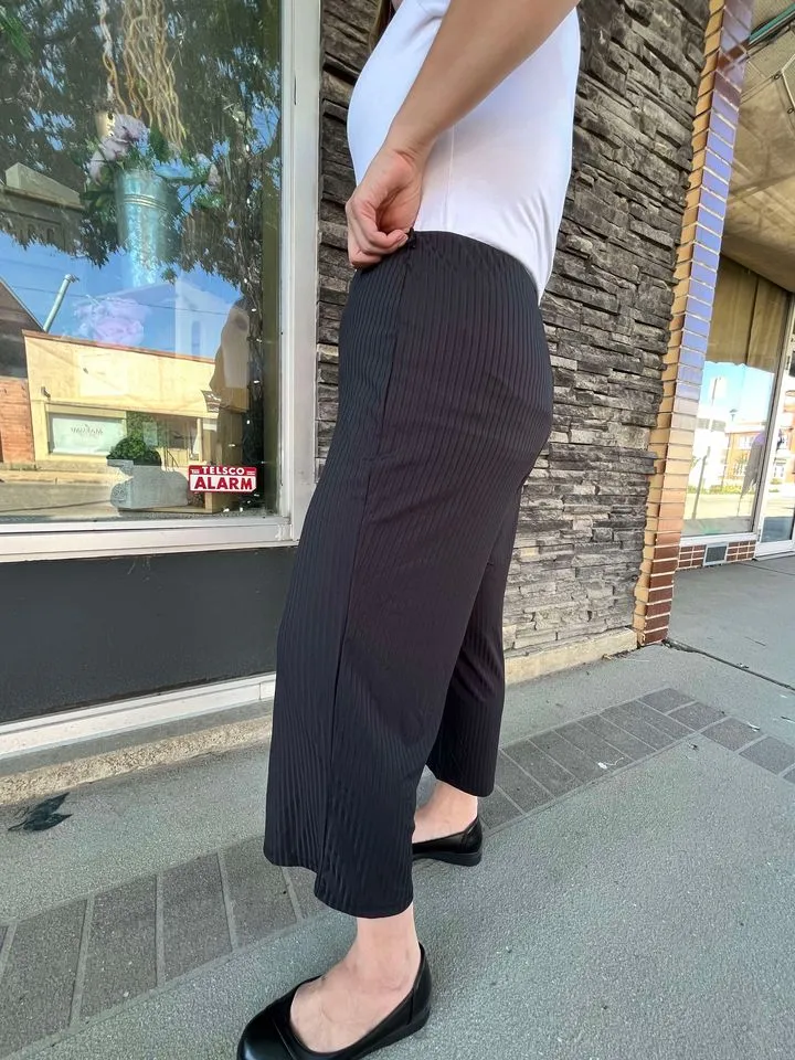 Bottoms - Dex Black Stripped textured Plazzo