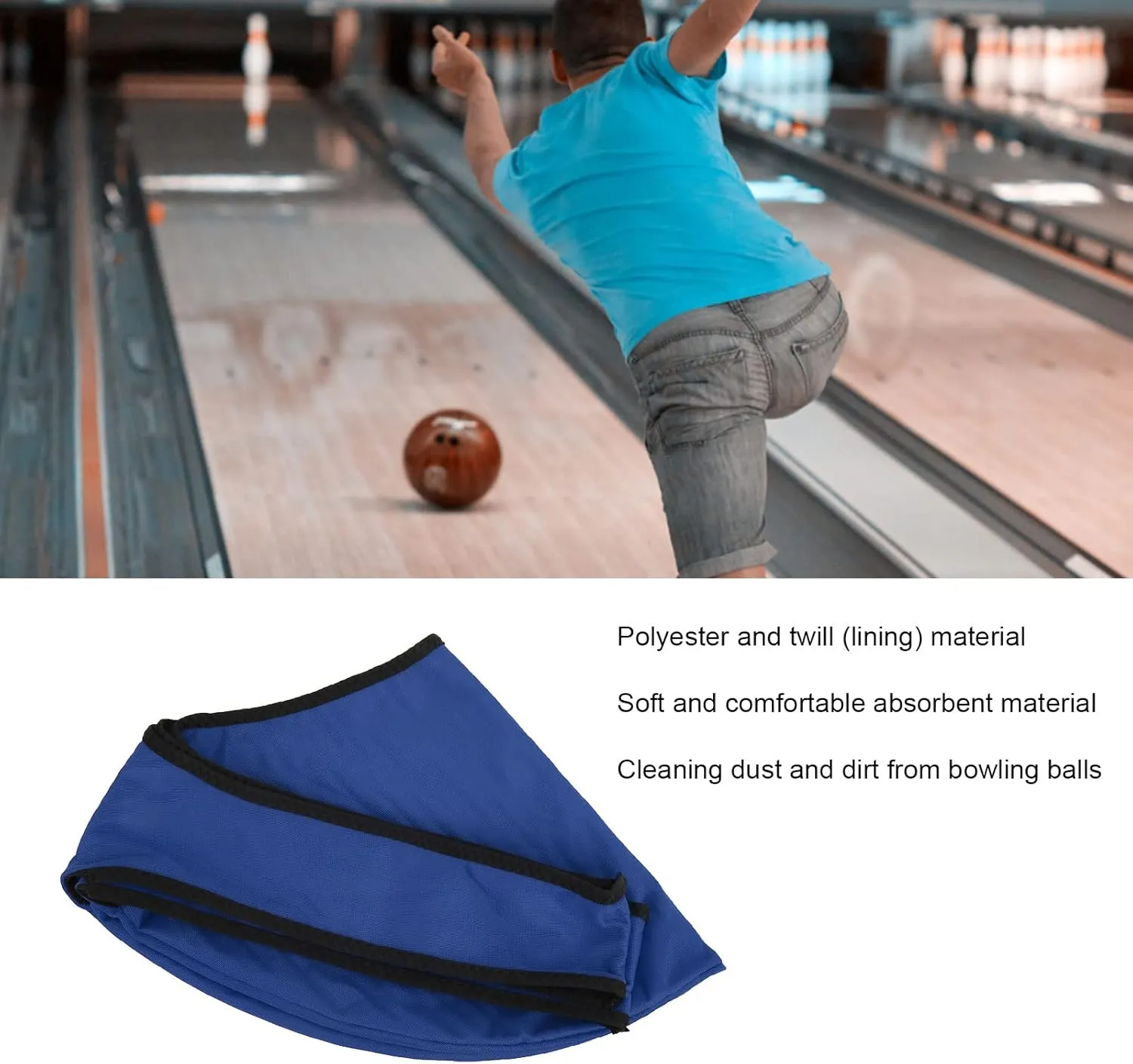 Bowling Seesaw Bag Holder, Polyester Twill Lining Handle Design Portable Bowling Ball Sling Carrier Polisher Bag, 60cm Length