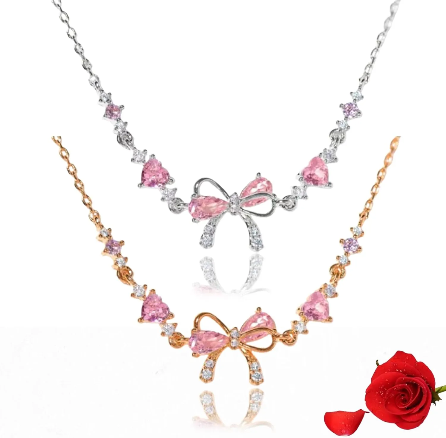 BowZircon Bracelets - Friendship is Like a Bows, Ribbon Bow Beaded Chain Bracelets, Adjustable Friendship Jewelry Gift
