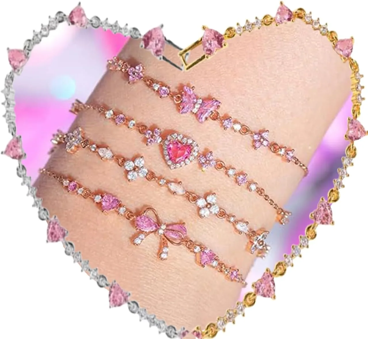 BowZircon Bracelets - Friendship is Like a Bows, Ribbon Bow Beaded Chain Bracelets, Adjustable Friendship Jewelry Gift