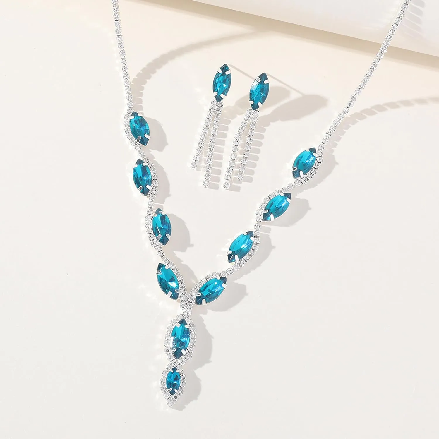 Bridal Wedding Jewelry Sets for Brides Bridesmaid Formal Rhinestone Necklace and Earrings Set Costume Jewelry for Women Prom Jewelry Set Accessories for Wedding Day