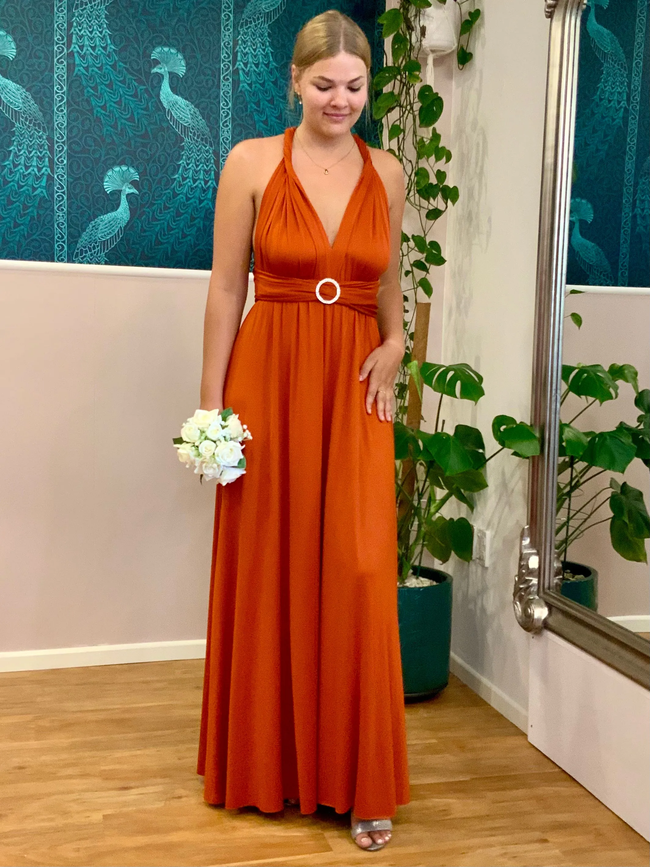 Bright Burnt Orange Infinity bridesmaid dress Express NZ wide