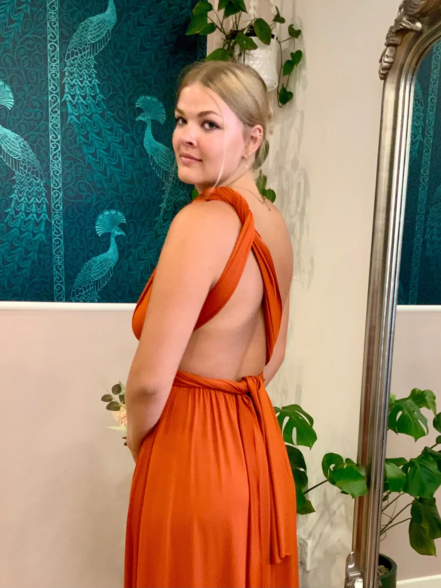 Bright Burnt Orange Infinity bridesmaid dress Express NZ wide