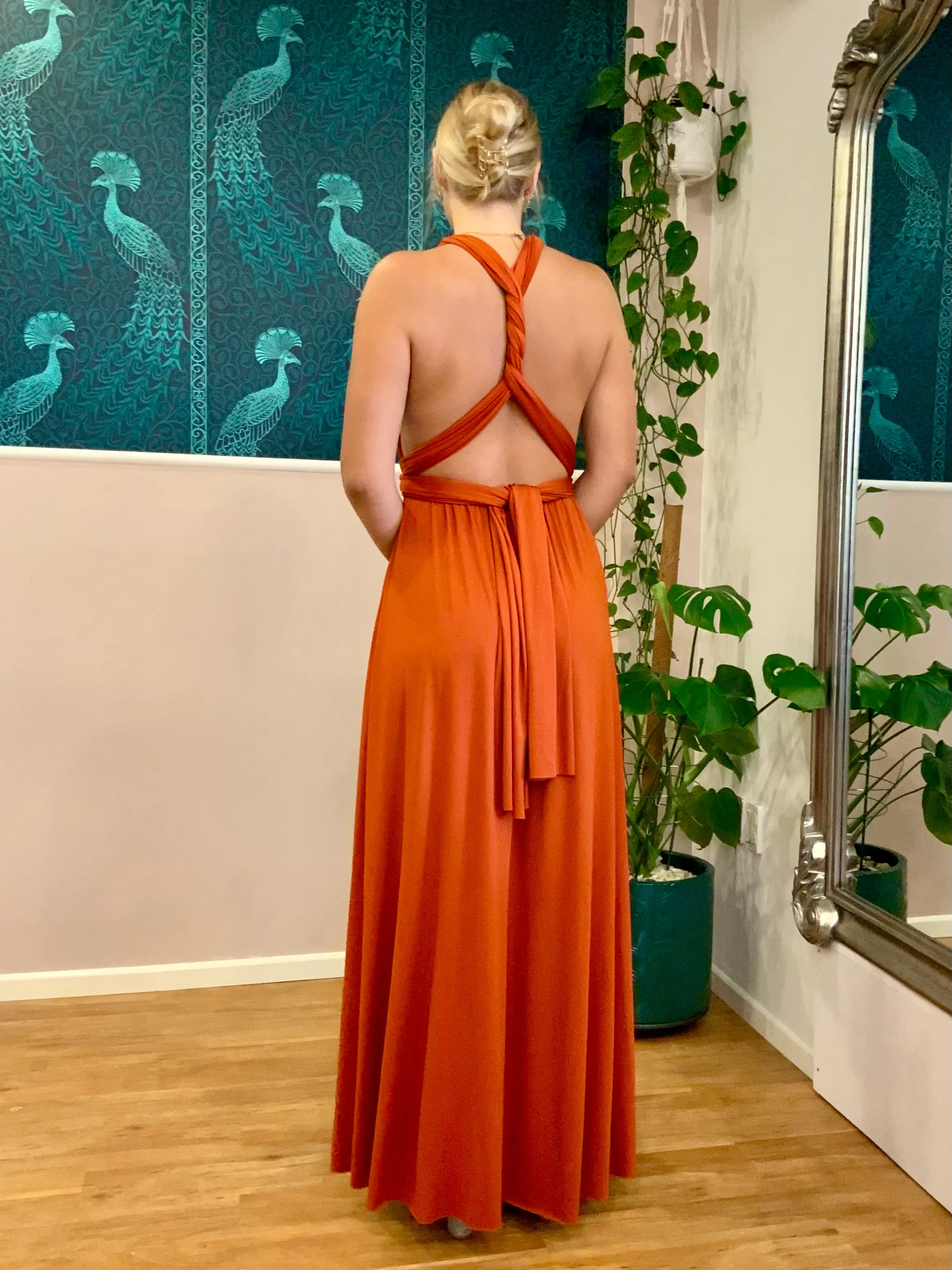 Bright Burnt Orange Infinity bridesmaid dress Express NZ wide