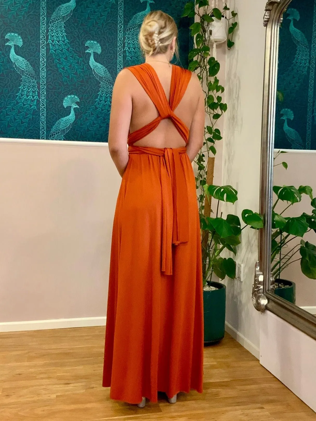 Bright Burnt Orange Infinity bridesmaid dress Express NZ wide