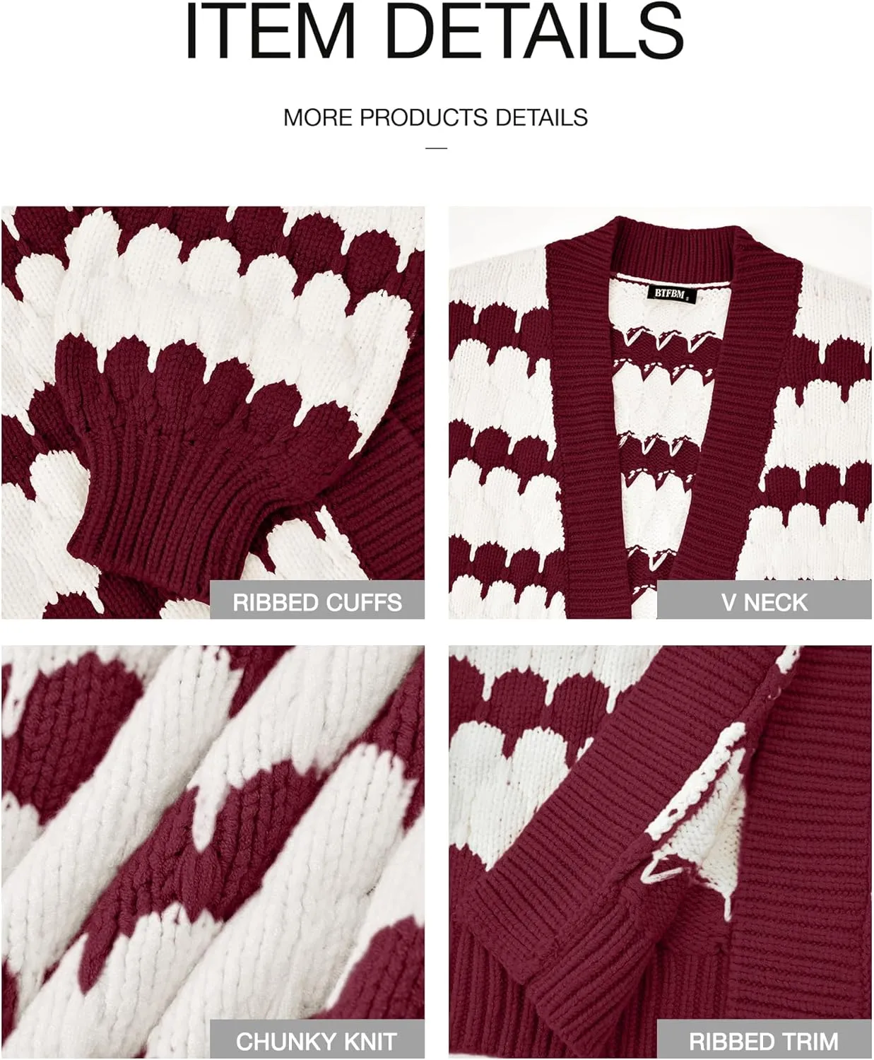 BTFBM Womens Open Front Cardigan Sweater 2024 Fall Winter Long Sleeve Loose Color Block Chunky Cable Knit Outerwear Coat