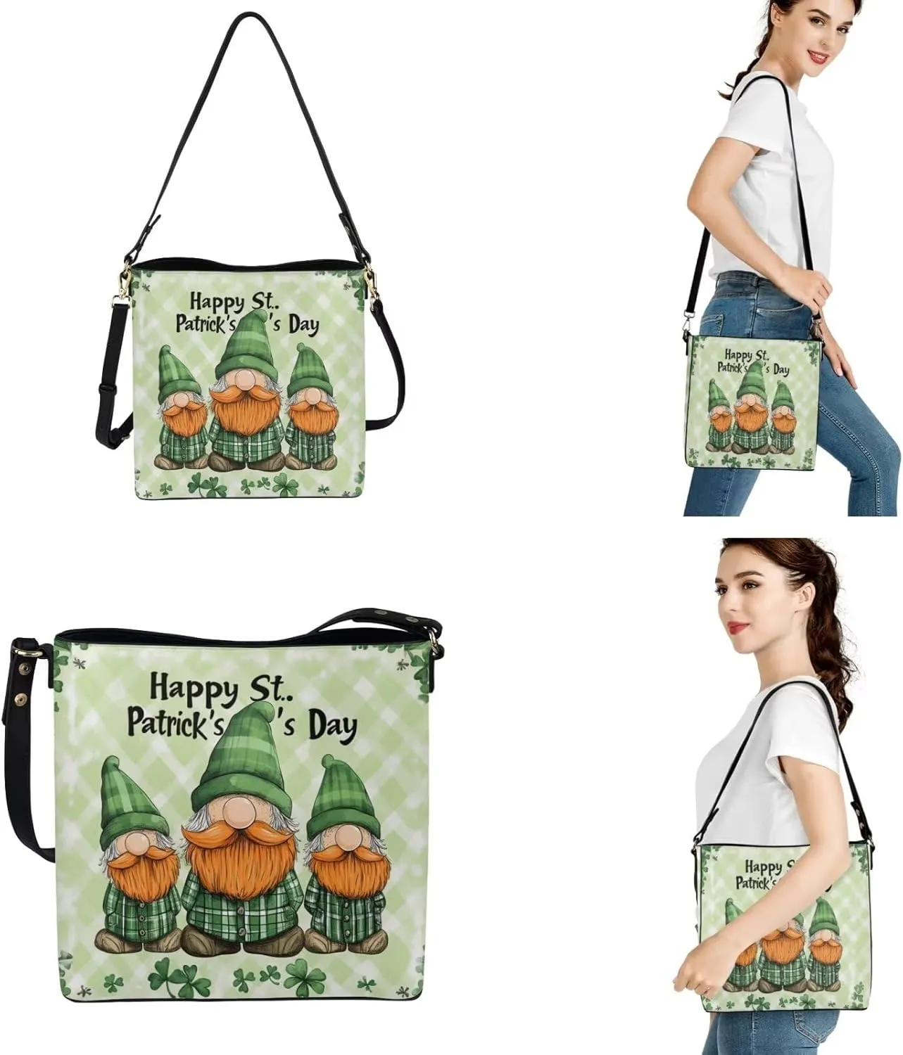 Bucket Bag Purse Large Saddle Crossbody Purse Leather Wallet 3 Piece