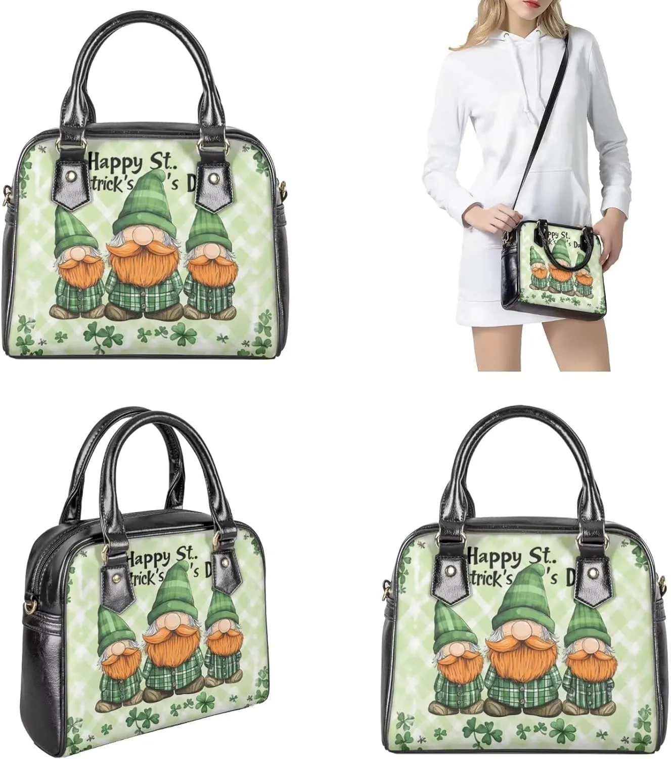 Bucket Bag Purse Large Saddle Crossbody Purse Leather Wallet 3 Piece