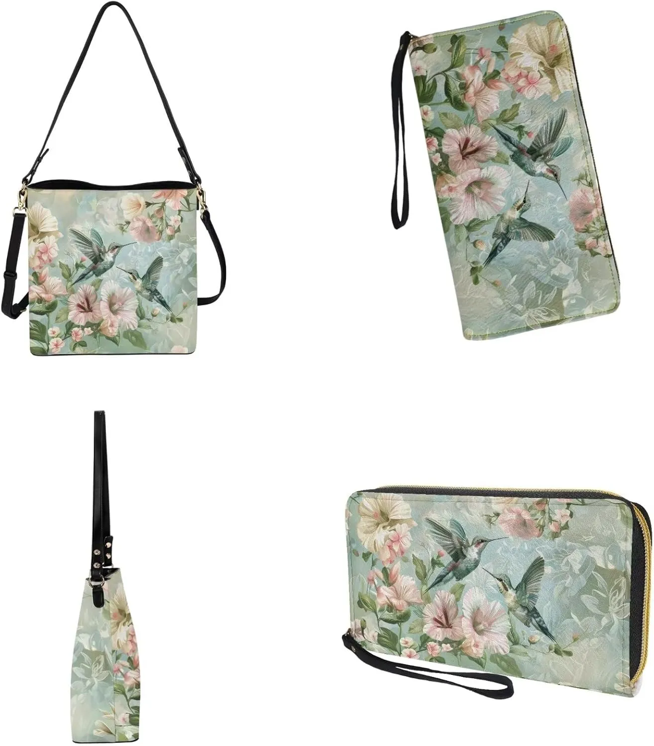 Bucket Crossbody Bag Set for Women Lady, Leather Purse and Wallet Set Large Bucket Bag with Wallet