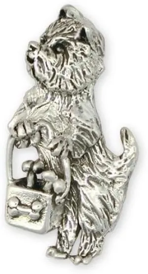 Cairn Terrier Jewelry Sterling Silver Cairn Terrier Brooch Pin Handmade Dog Jewelry CNDW105-BR
