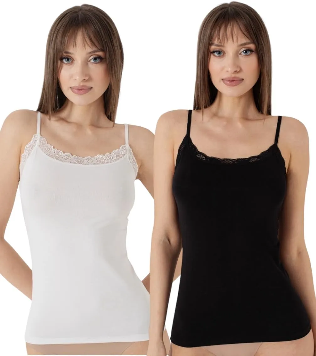 Camisole for Women,Women's Tank Top Ultra Soft Cotton Modal with Lace Detail Basic Top Undershirt, Women's Top