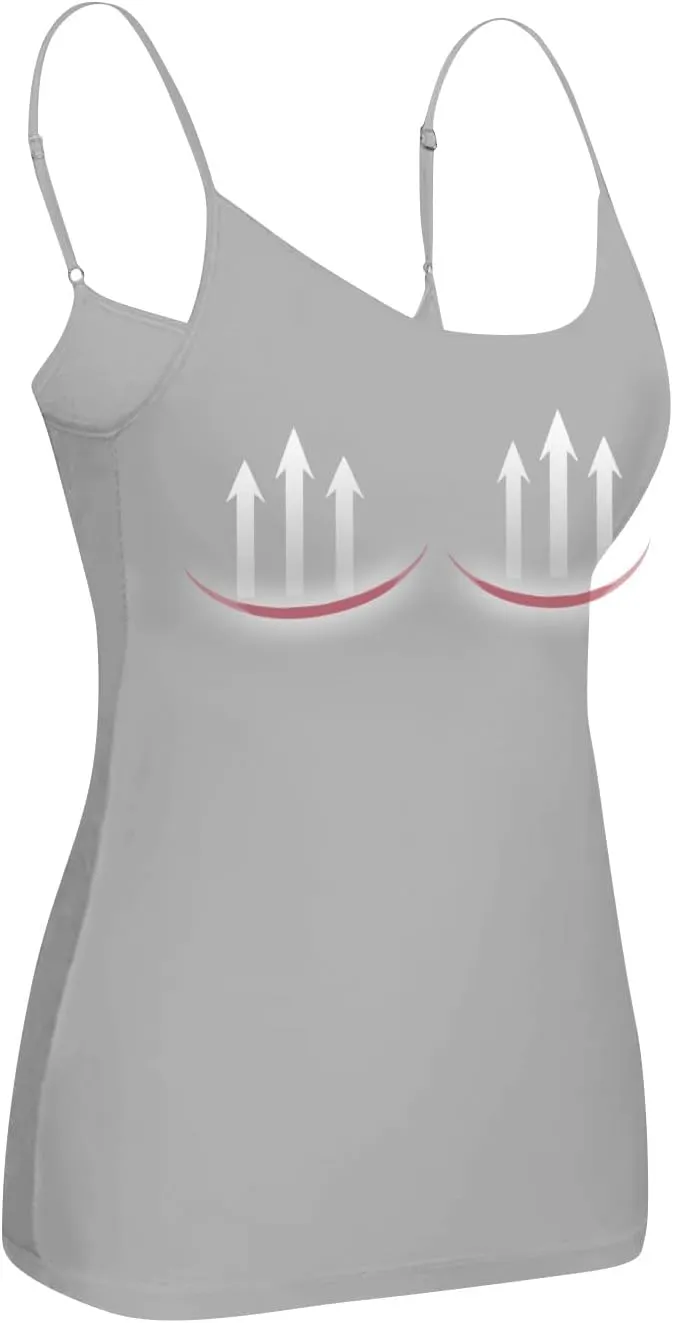 Camisole Top for Women Built in Bra 2024 Summer Soft Comfy Adjustable Spaghetti Strap Layer Cami Tank Top