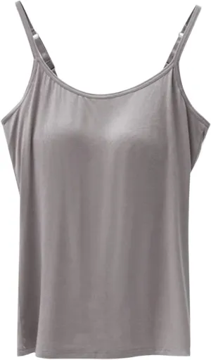 Camisole Tops for Women Built in Bra Plus Size Padded Tank Tops Camisole Spaghetti Strap Workout Athletic Tanktops