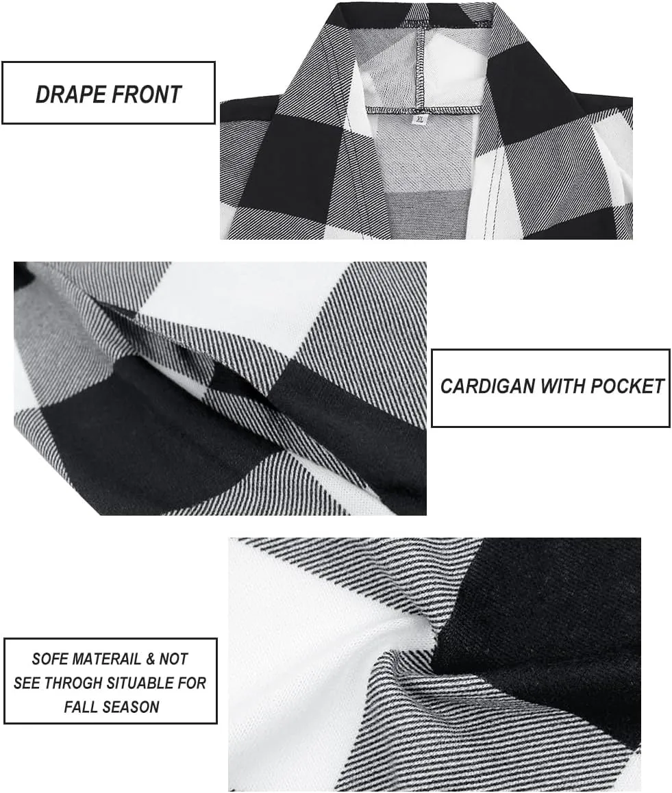 CARCOS Plus Size Cardigan for Women Solid Color/Star/Plaid/Striped Open Front Tops XL-5XL