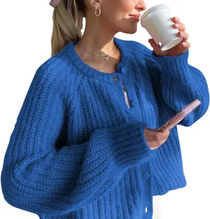 Cardigan Sweaters for Women Chunky Knit Cardigans Long Sleeve Button Sweater Jacket 2024 Fall Winter