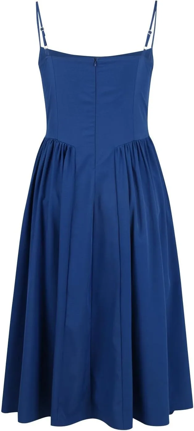 Casual Summer Dresses for Women Spaghetti Strap Midi Dresses Low Cut Bustier Dress with Pockets