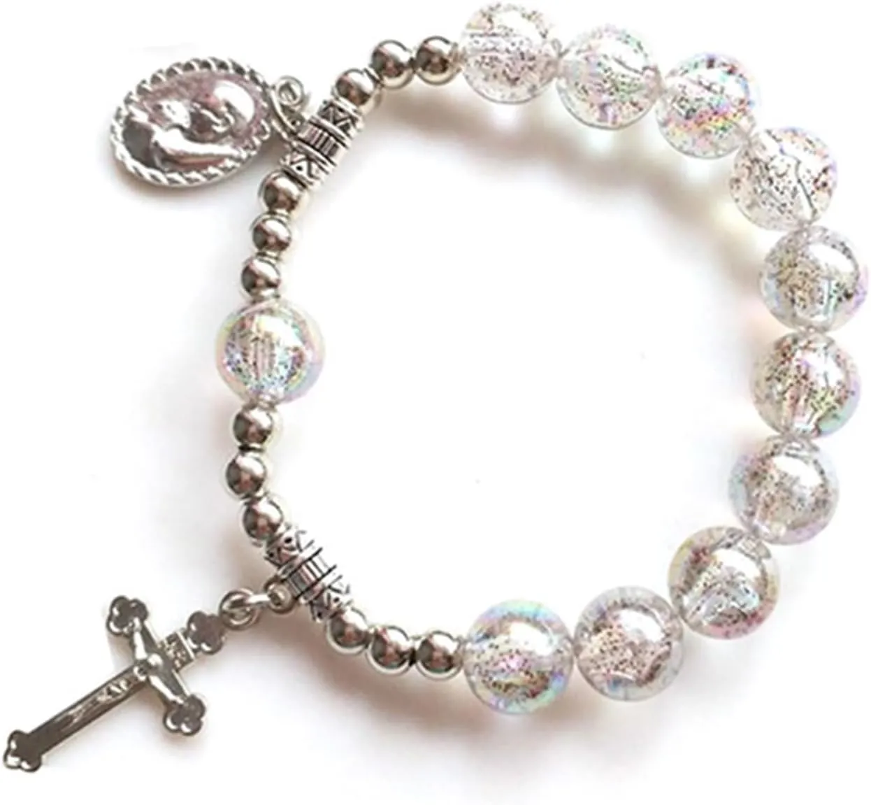 Catholic Rosary Prayer Necklace Pendants Bracelets Acrylic Beads Chain Religious Jewelry For Women Girls