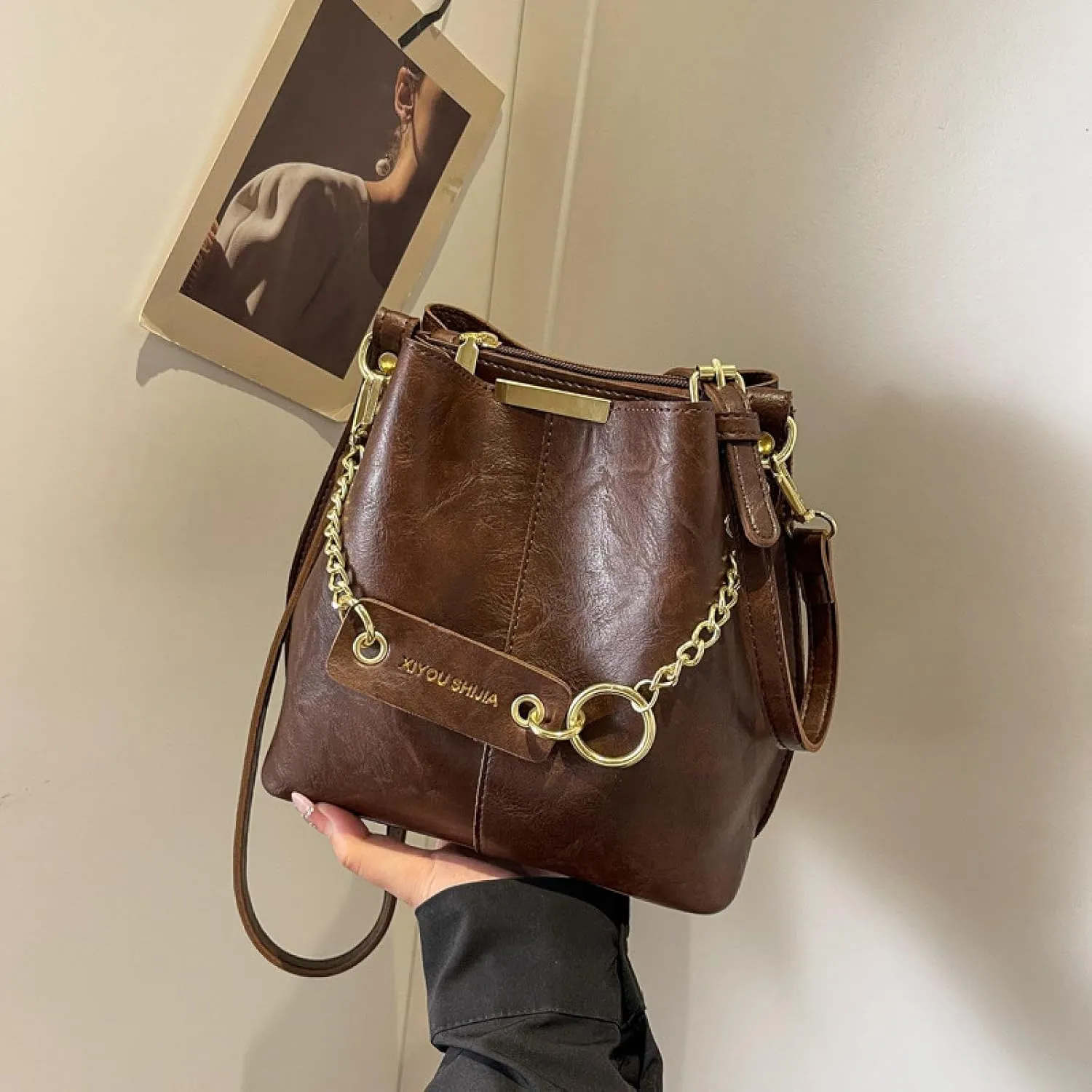 Chain Hand-carried Crossbody Bucket Bag Women's Bag