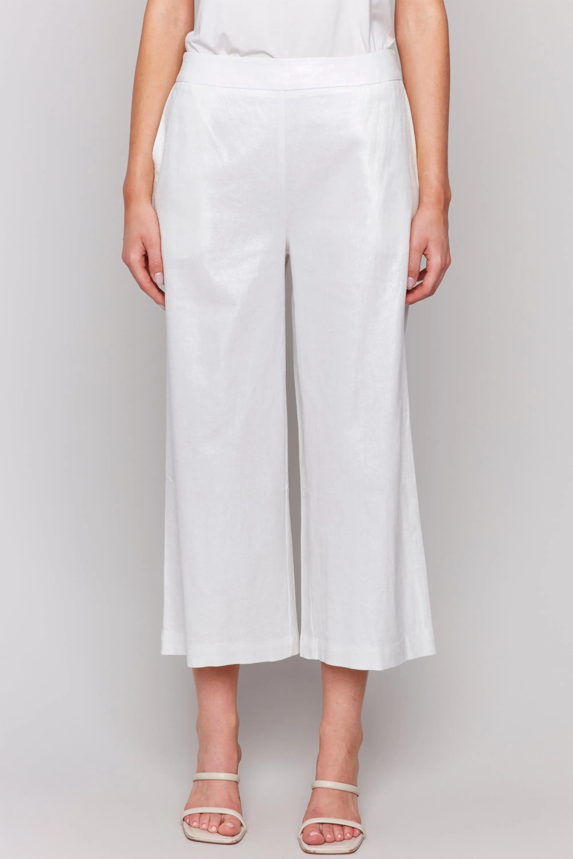 CHAMPAGNE FOIL WIDE LEG CROP PANT
