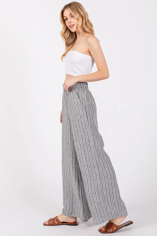 Charcoal Ivory Stripe Full Pant
