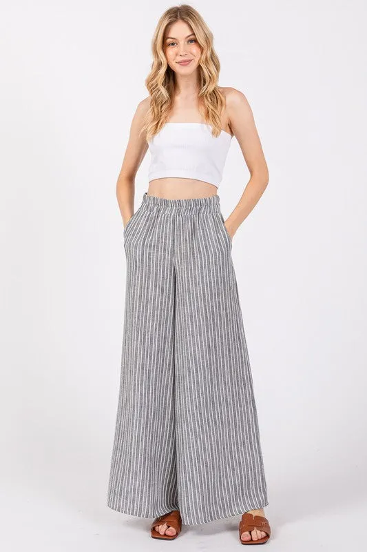 Charcoal Ivory Stripe Full Pant