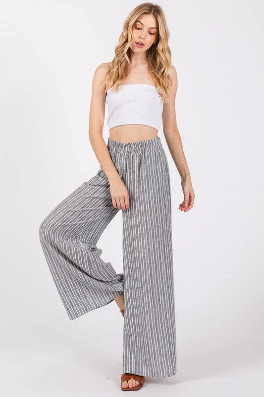 Charcoal Ivory Stripe Full Pant