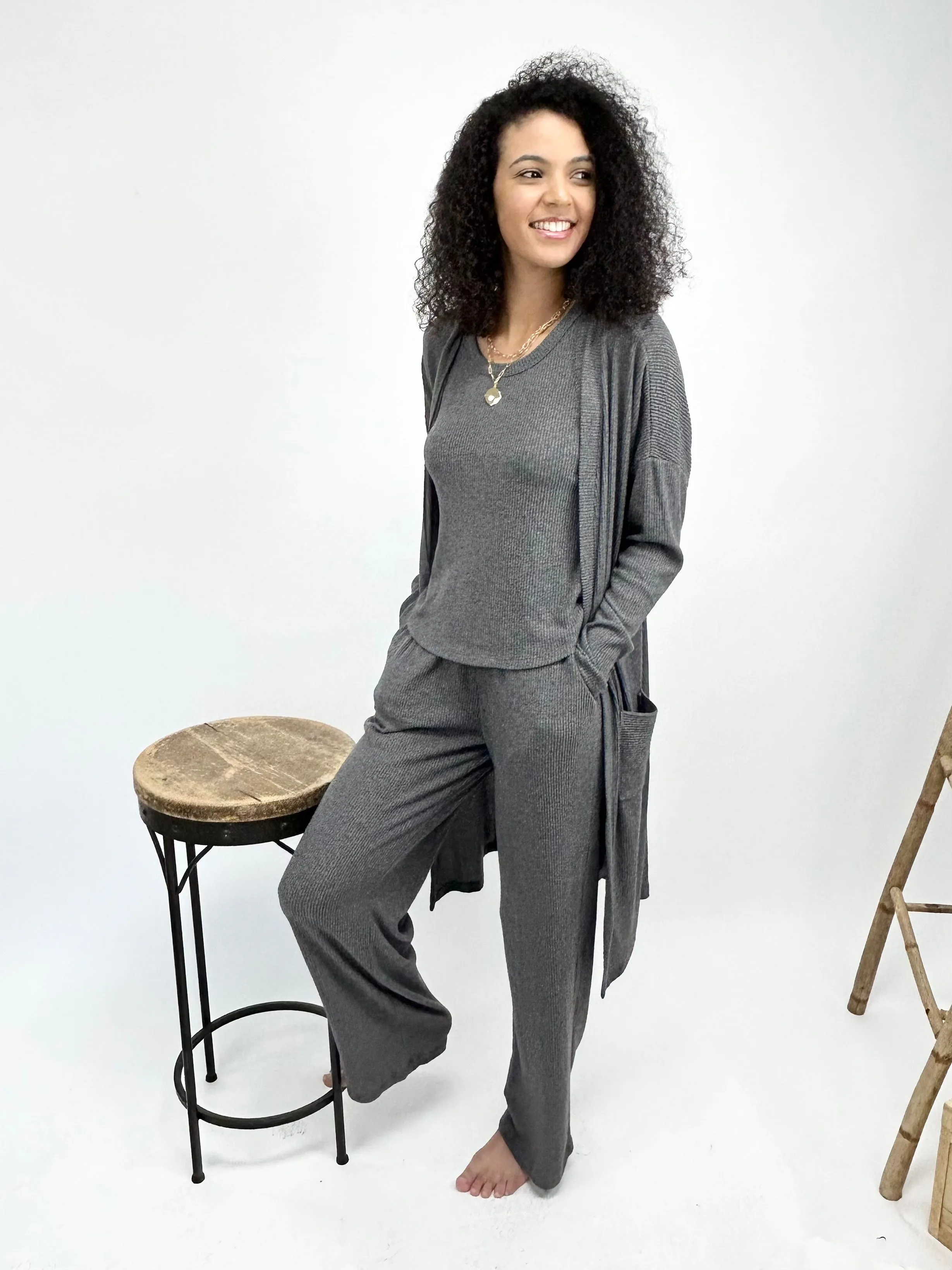 Charcoal Ribbed Pant