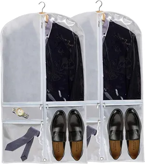 Cheer Garment Bag, 2PCS Dance Garment Bags with 4 Zipper Pockets Dance Costume Bag 20x39 Inch Hanging Cheer Uniform Garment Bag for Suits Competitions Protector, Cheer Uniform Garment Bag