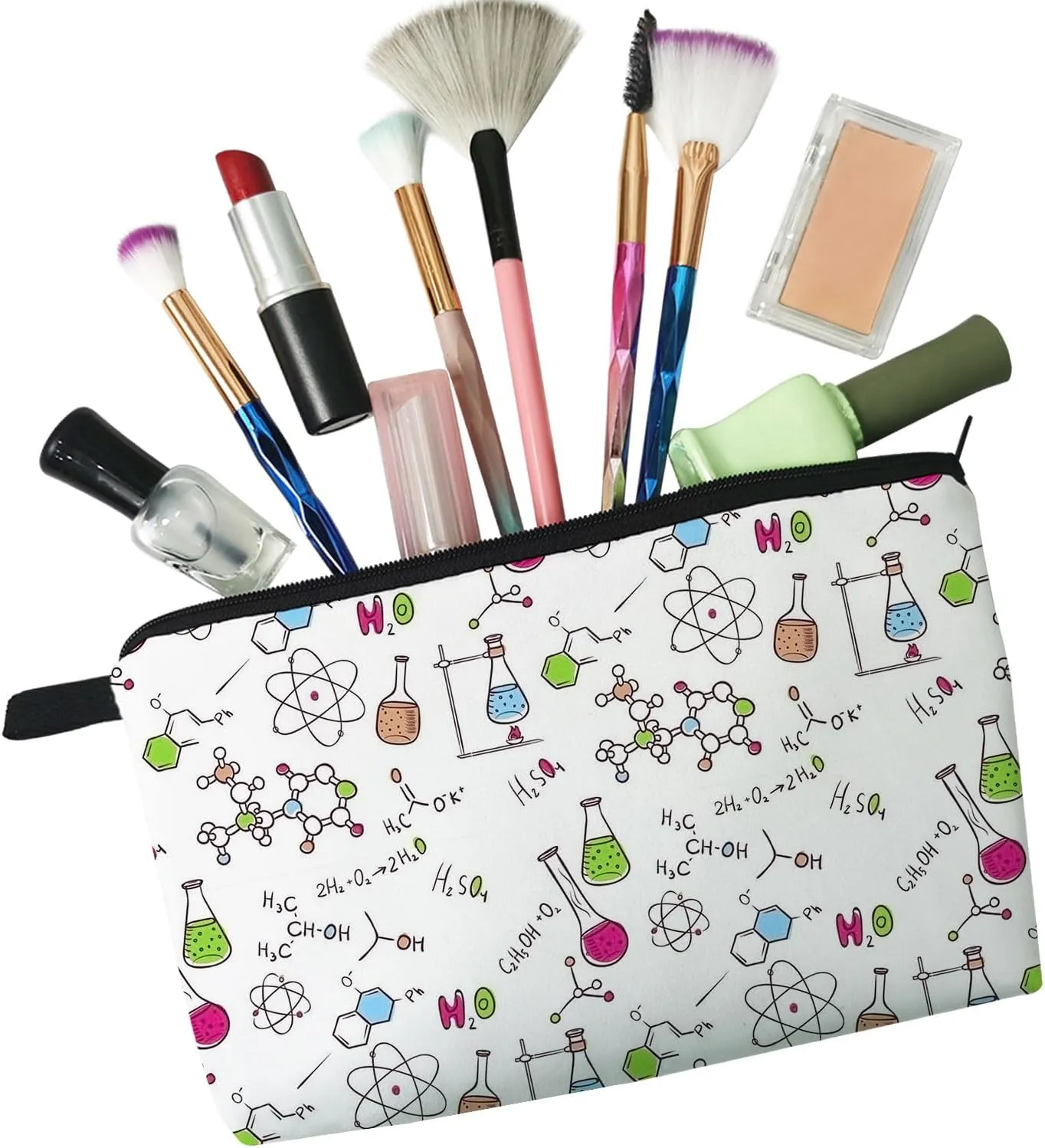 Chemical Elements Makeup Bag Small Organizer Bag Toiletry Zipper Pouch Chemical Cosmetic Bag Birthday Graduation Present for Chemist Graduates Chemistry Teacher Women