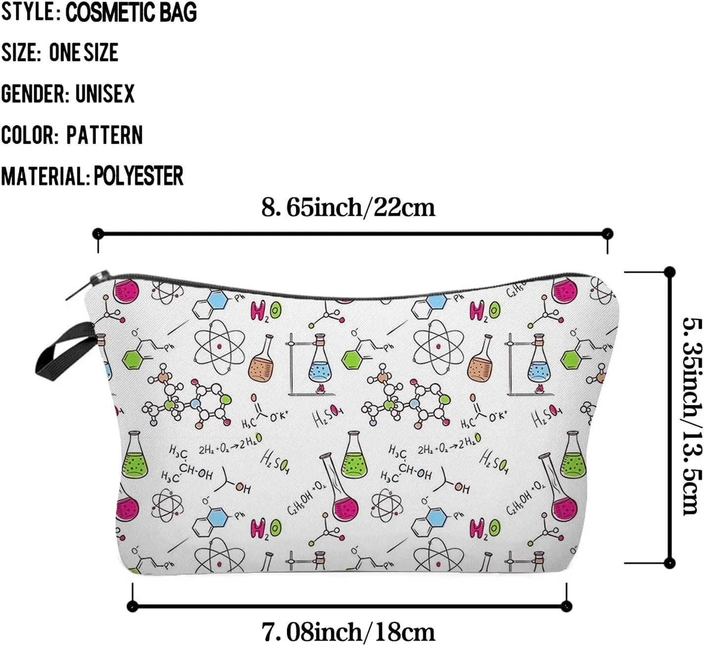 Chemical Elements Makeup Bag Small Organizer Bag Toiletry Zipper Pouch Chemical Cosmetic Bag Birthday Graduation Present for Chemist Graduates Chemistry Teacher Women