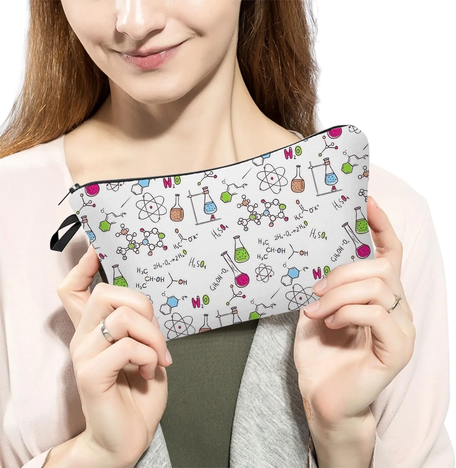 Chemical Elements Makeup Bag Small Organizer Bag Toiletry Zipper Pouch Chemical Cosmetic Bag Birthday Graduation Present for Chemist Graduates Chemistry Teacher Women