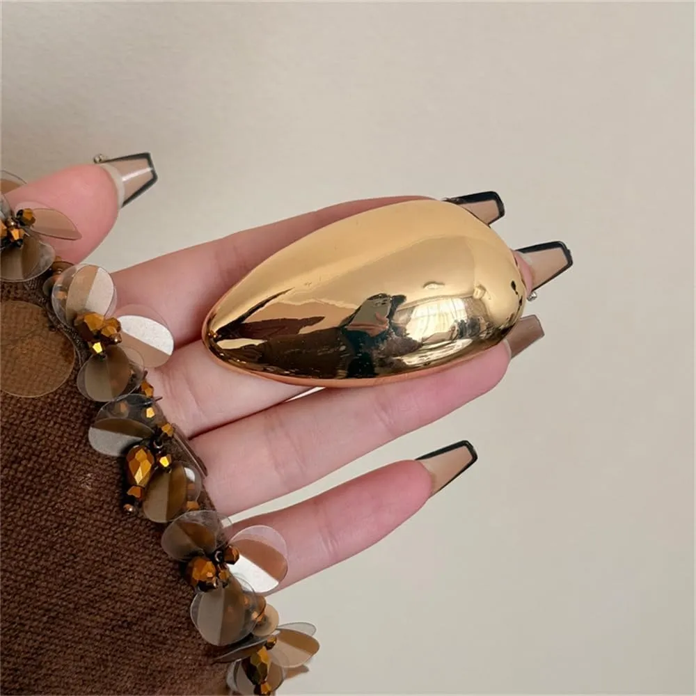 Chunky Teardrop Brooch for Women Men Gold/Silver Plated Minimaliast Polished Geometric Waterdrop Lapel Pins Fashion Accessory for Dresses Coats Scarves Shawl Clip Cocktail Holiday Party Jewelry