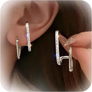 Claw Earrings for Women Double Hoop Earrings Gold Ear Cuff Earrings for Single Piercing Huggie Stud Earrings for Women