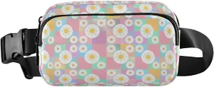 Colorful Squares Daisy Fanny Packs for Women Crossbody Bags Everywhere Belt Bag with Adjustable Strap Fashion Waist Pack for Workout Running Travel