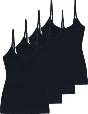 Comfneat Women's 4-Pack Slim-Fit Camisoles Cotton Adjustable Spaghetti Strap Top Underwear