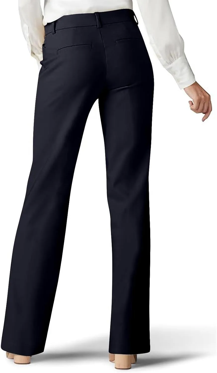 Cotton Linen High Waist Wide Leg Work Pants Slacks for Women Casual Grey Trousers with Pockets Comfortable Relaxed Fit