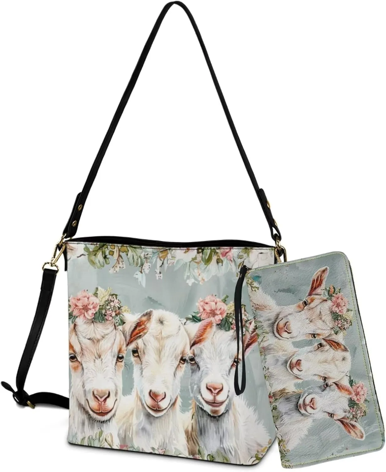 Crossbody Purse and Wallet Set Leather Tote Bag Top Handle Satchel Handbag with Wristlet Wallet for Women Girls