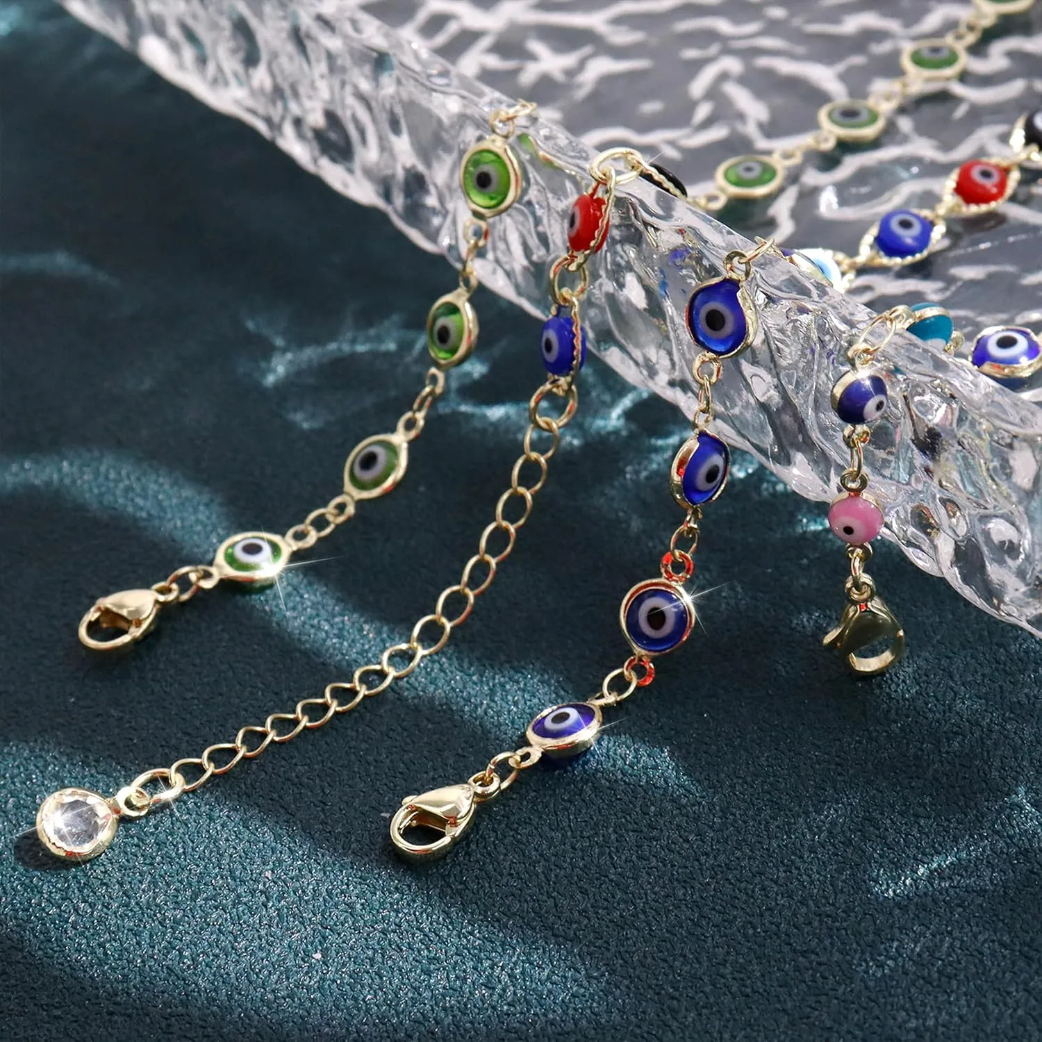 Dainty Gold Bracelets for Women Trendy Evil Eye Bracelets Hand Chain Bracelet Turkish Lucky Hand Jewelry Gifts