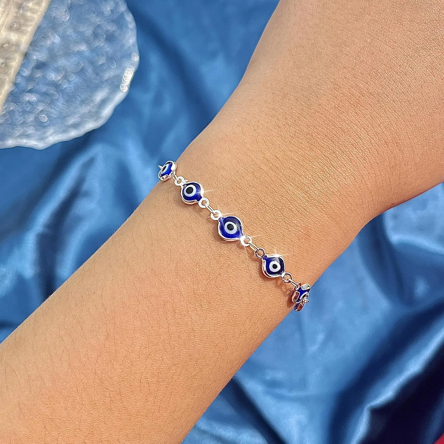 Dainty Gold Bracelets for Women Trendy Evil Eye Bracelets Hand Chain Bracelet Turkish Lucky Hand Jewelry Gifts