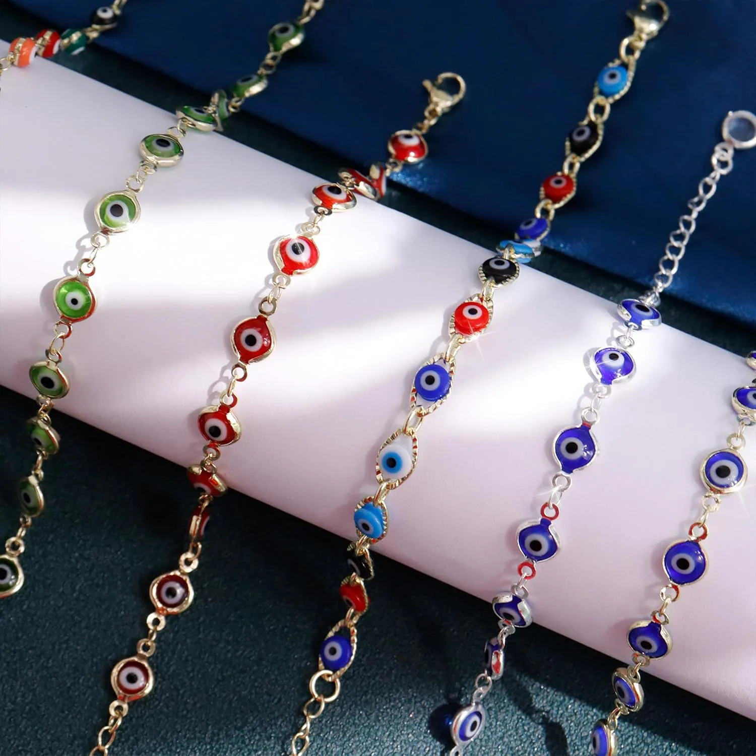 Dainty Gold Bracelets for Women Trendy Evil Eye Bracelets Hand Chain Bracelet Turkish Lucky Hand Jewelry Gifts