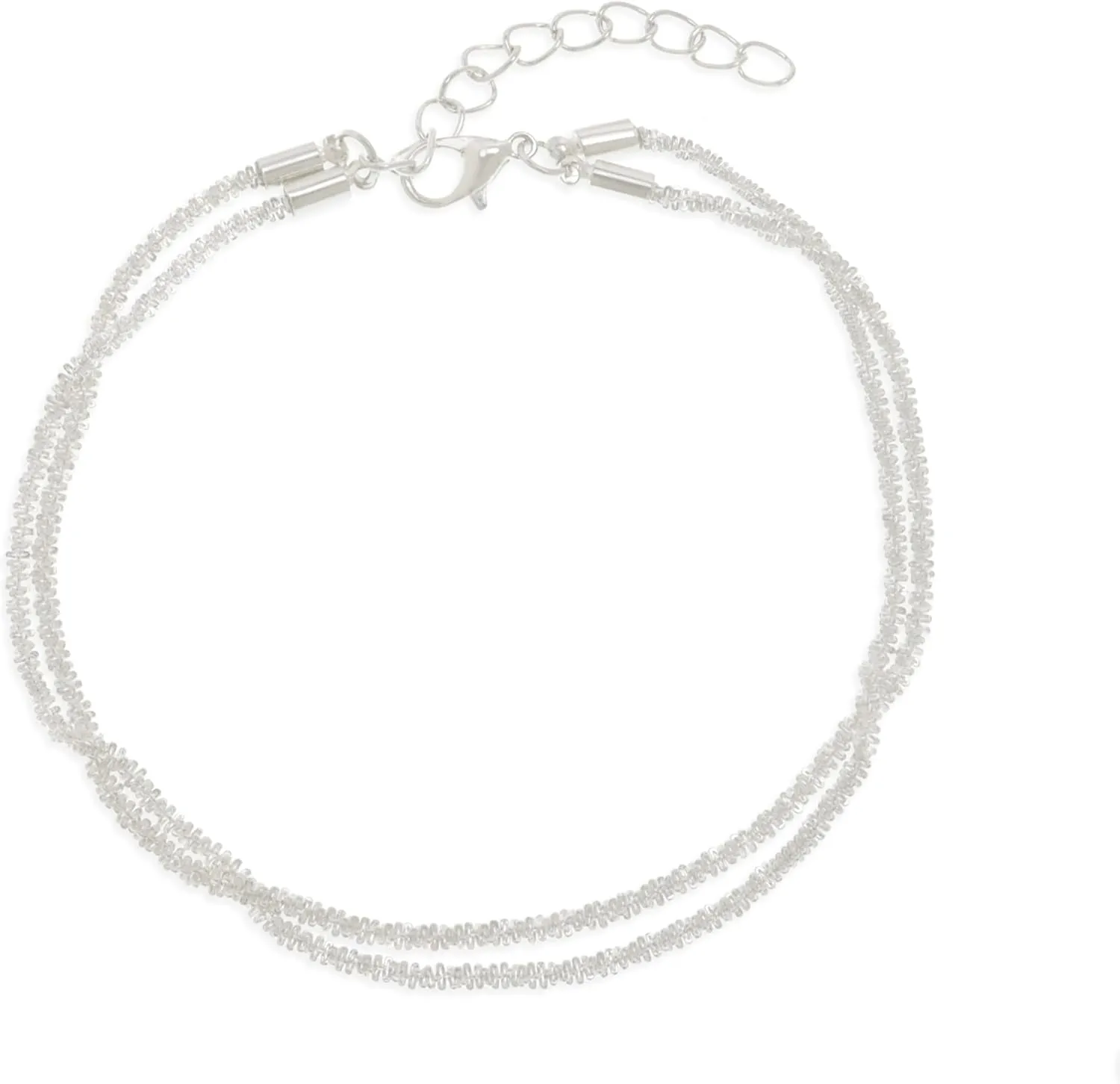 Dainty Silver Chain Layered Glitter Anklets Bracelet Stacks for Women, Handmade Summer Waterproof Stackable Link Rhinestone Ankle Foot Beach Fashion Jewelry Gift.