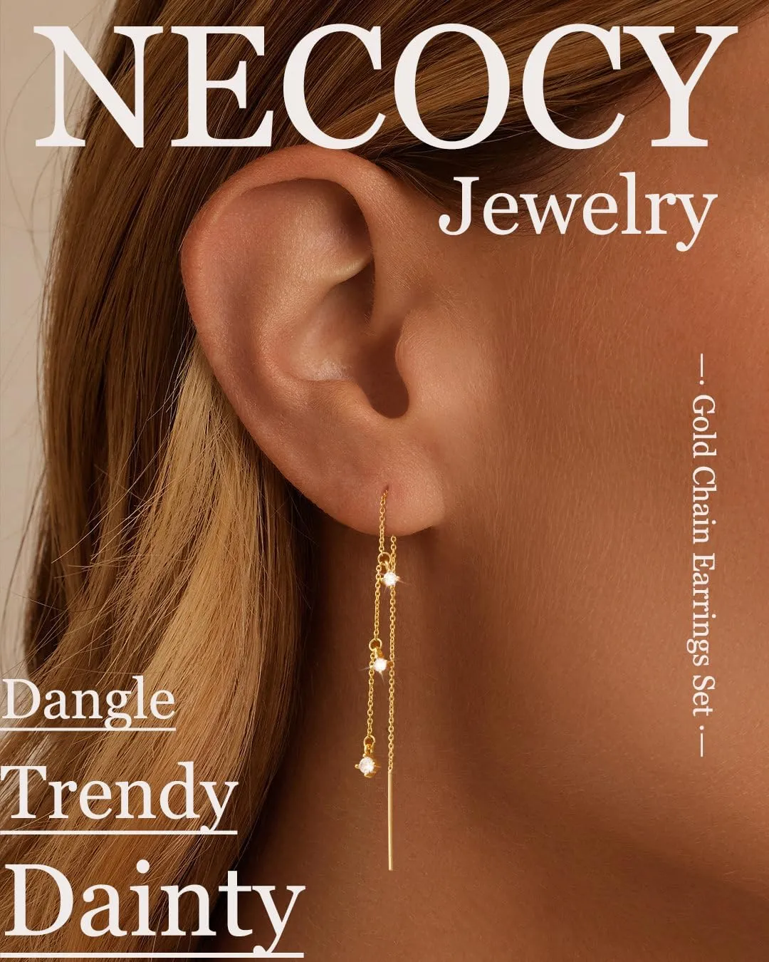 Dangle Earrings for Women Dainty Long Hanging Gold/Silver Chain Earrings Trendy Hypoallergenic Dangling CZ/Pearl Threader Earrings for Women Jewelry
